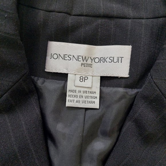 Jones New York Black Business PinStripe Stretchy Pants Blazer Suit Set, Sz 8P - Picture 6 of 16